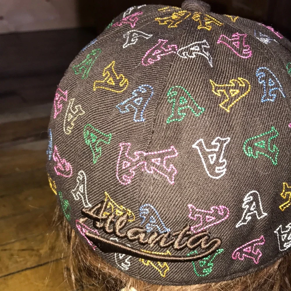 Brown Multicolor 'A' AtlantaEmbroidered Baseball Cap